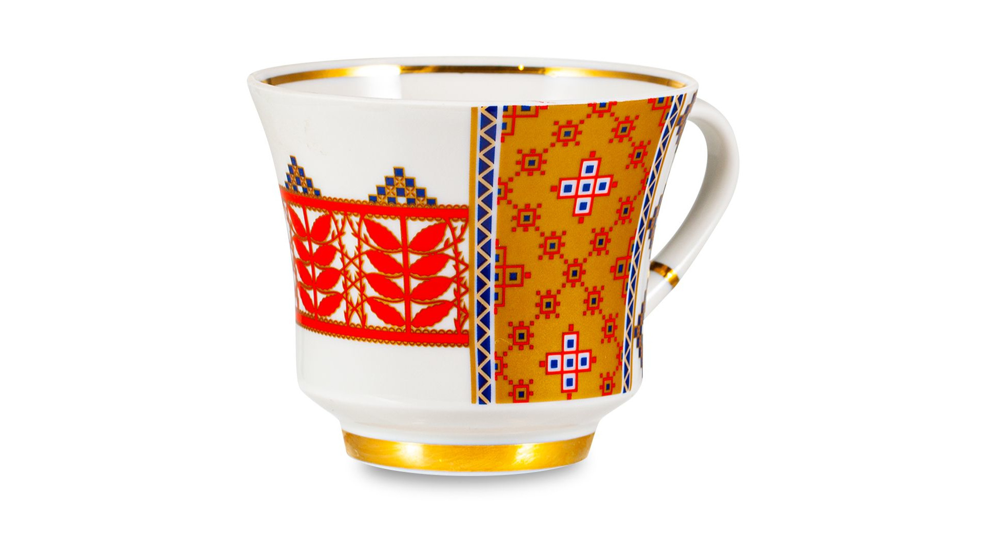 Чашка чайная с блюдцем ИФЗ Банкетная Русский стиль  Рушник, фарфор твердый