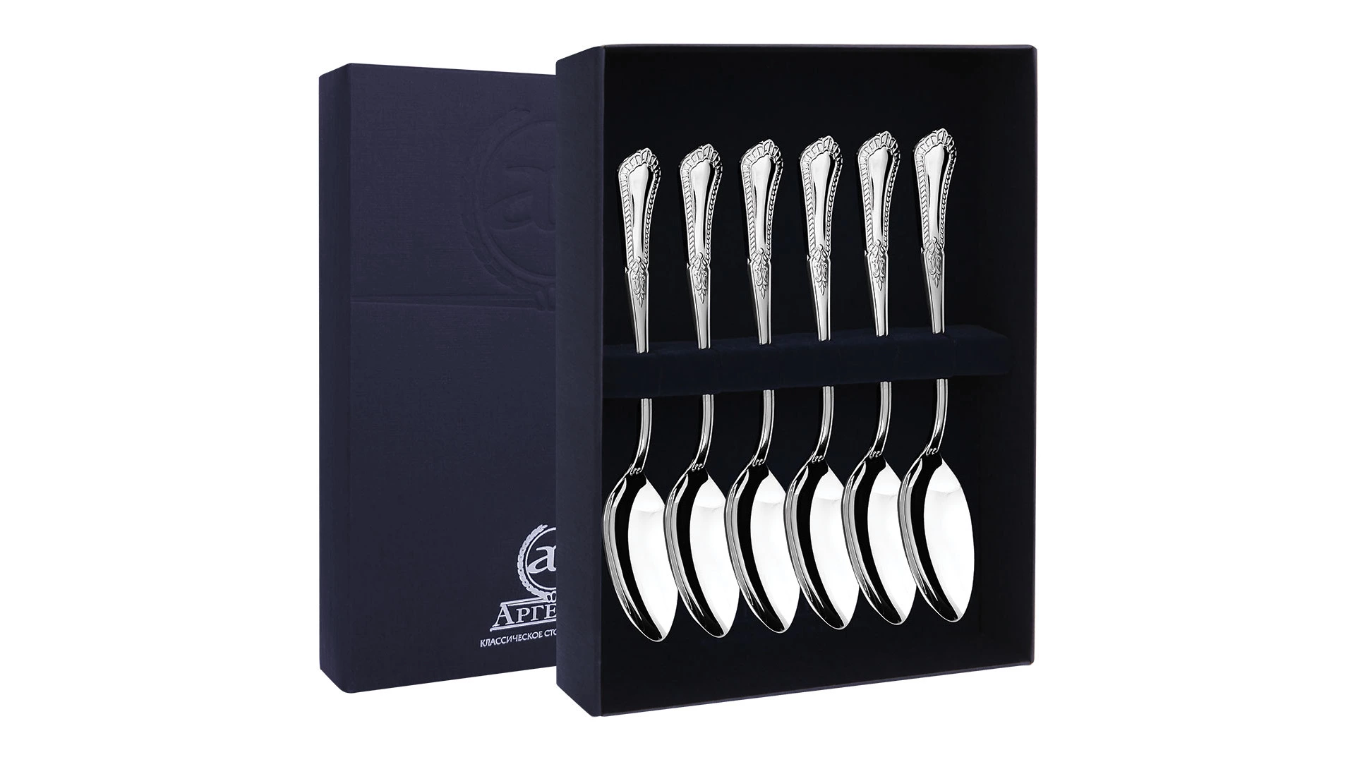 Набор чайных ложек в футляре АргентА Фаворит 209,25 г, 6 шт, серебро 925
