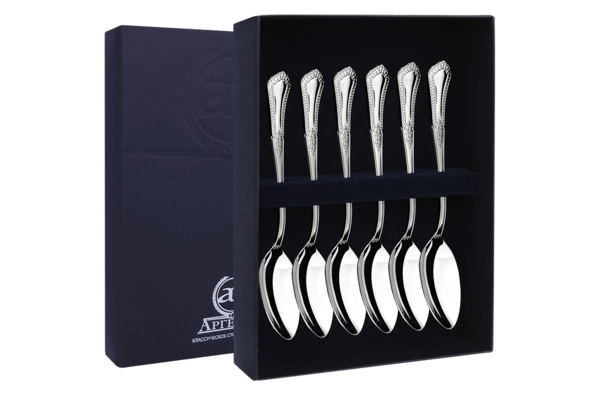 Набор чайных ложек в футляре АргентА Фаворит 209,25 г, 6 шт, серебро 925