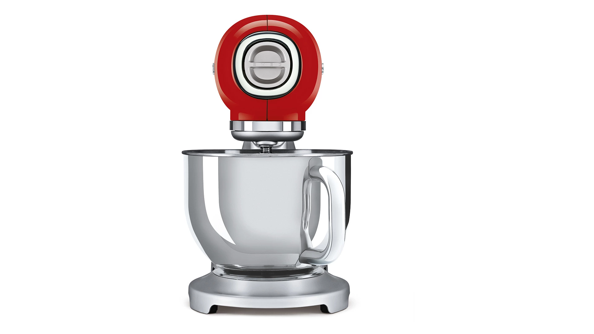 Миксер планетарный SMEG SMF02RDEU, 800 Вт, чаша стальная 4,8л, 3 насадки, алюминий литой, красный