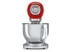 Миксер планетарный SMEG SMF02RDEU, 800 Вт, чаша стальная 4,8л, 3 насадки, алюминий литой, красный