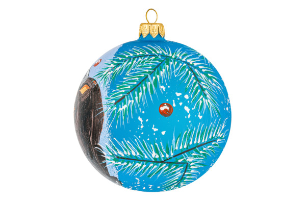 Игрушка елочная шар Bartosh Бычок у новогодней елки, стекло