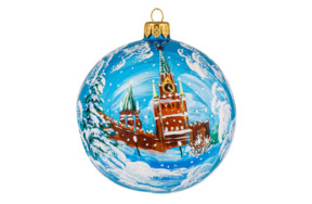 Украшение елочное шар Bartosh Москва Кремль, Спасская башня, стекло