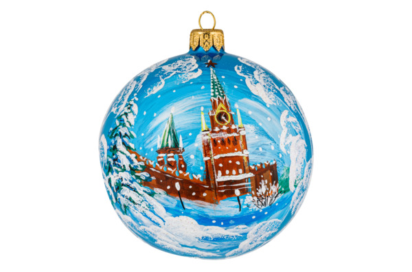Украшение елочное шар Bartosh Москва Кремль, Спасская башня, стекло