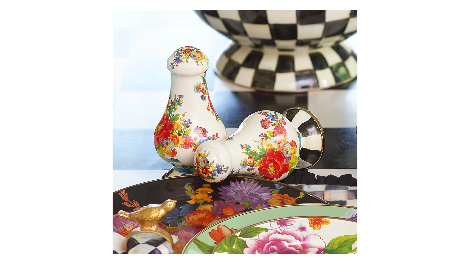 Набор солонки и перечницы Mackenzie-Childs Flower Market, сталь нержавеющая