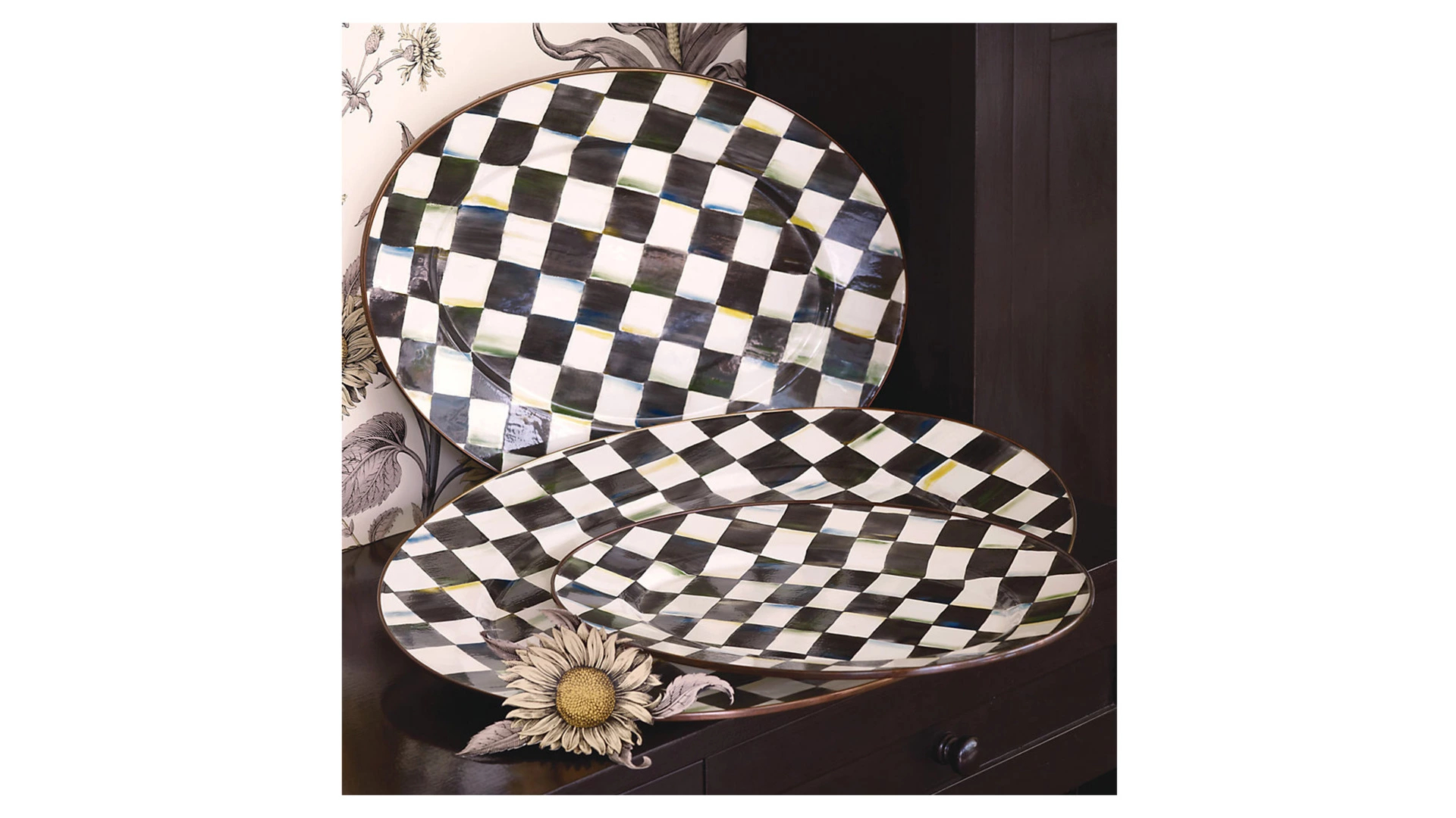 Блюдо овальное MacKenzie-Childs Courtly Check 36x48 см, сталь нержавеющая