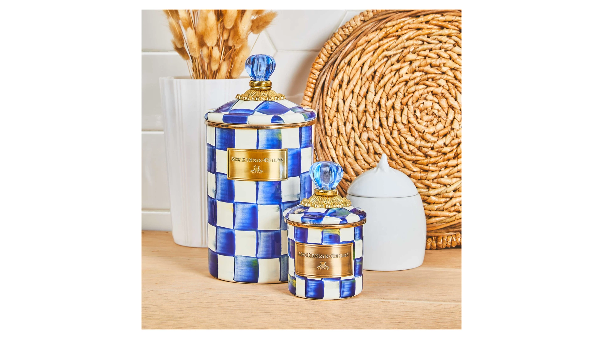 Банка для сыпучих продуктов Mini MacKenzie-Childs Royal Check 15х9 см, сталь нержавеющая