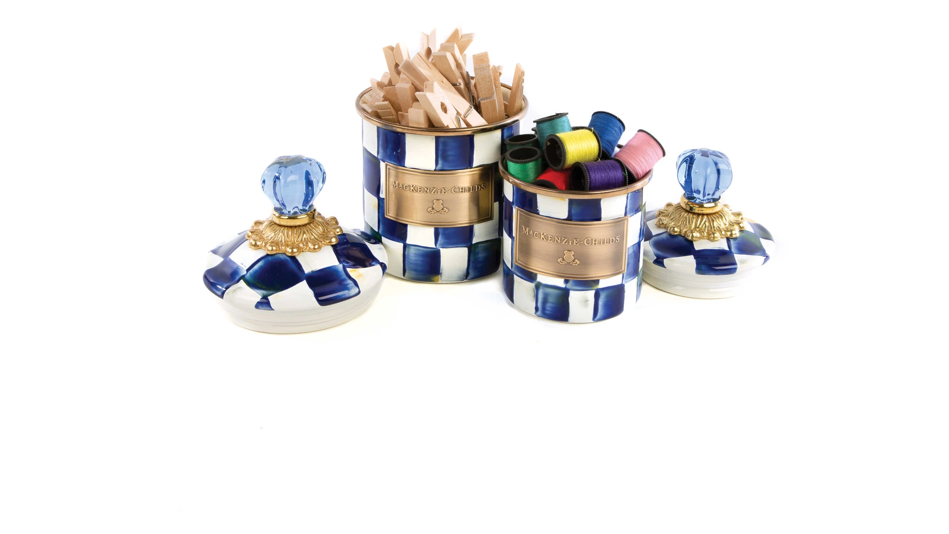 Банка для сыпучих продуктов Mini MacKenzie-Childs Royal Check 15х9 см, сталь нержавеющая