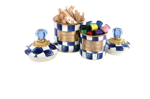 Банка для сыпучих продуктов Mini MacKenzie-Childs Royal Check 15х9 см, сталь нержавеющая