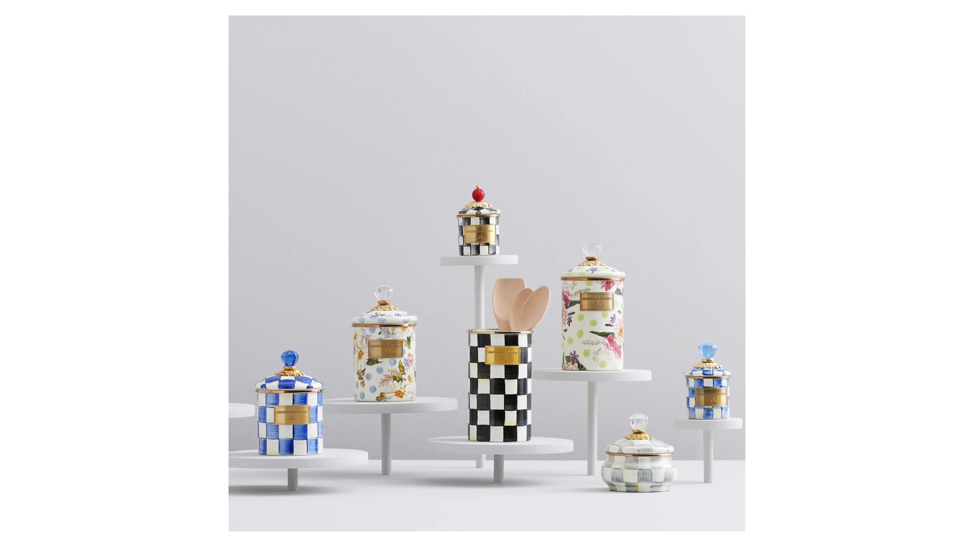 Банка для сыпучих продуктов Mini MacKenzie-Childs Royal Check 15х9 см, сталь нержавеющая