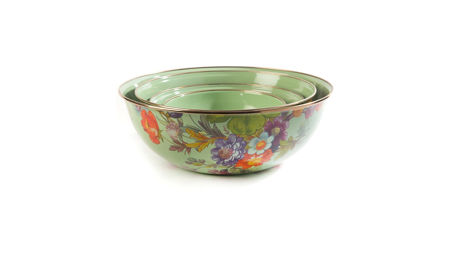 Салатник Mackenzie-Childs Flower Market 20 см, сталь нержавеющая, зеленый