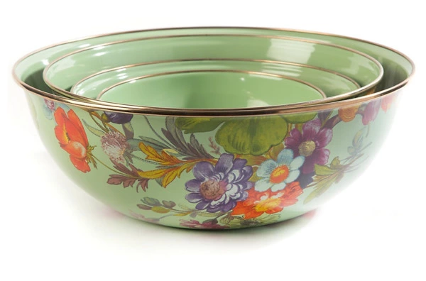 Салатник Mackenzie-Childs Flower Market 20 см, сталь нержавеющая, зеленый
