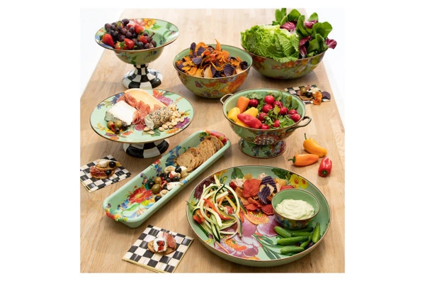 Салатник Mackenzie-Childs Flower Market 20 см, сталь нержавеющая, зеленый