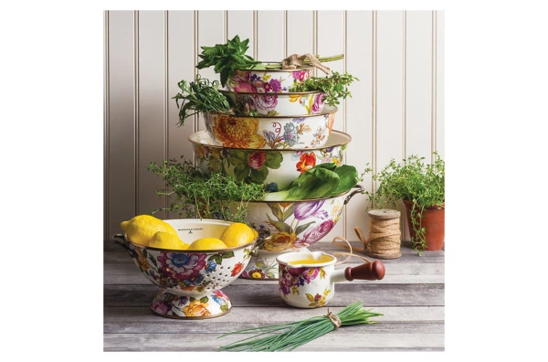 Салатник Mackenzie-Childs Flower Market, сталь нержавеющая, белый