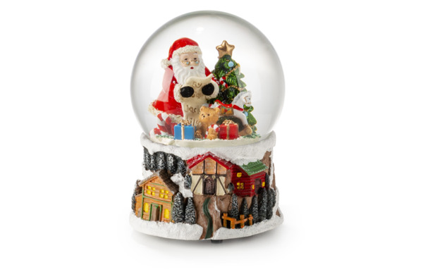 Фигурка Lamart Музыкальный шар Санта с подарками 14,5 см
