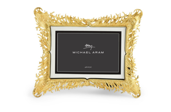 Рамка для фото Michael Aram Перья 24х20 см, сталь нержавеющая, золото