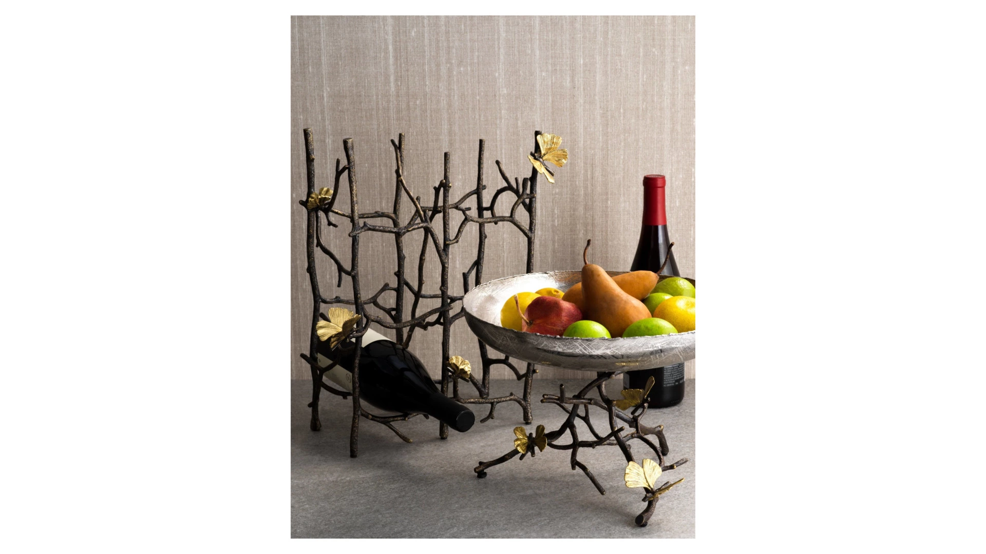 Подставка для бутылок Michael Aram Бабочки гинкго 37 см, латунь