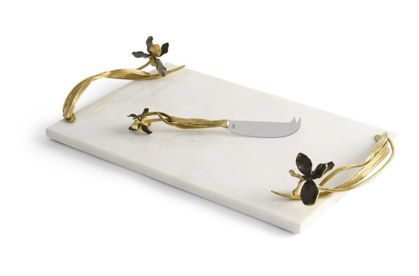 Доска для сыра с ножом Michael Aram Черный ирис 47х25 см, мрамор