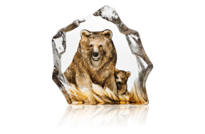 Скульптура Maleras Бурый медведь 16х15,5 см, хрусталь, коричневый