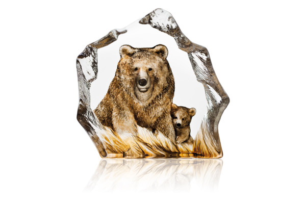 Скульптура Maleras Бурый медведь 16х15,5 см, хрусталь, коричневый