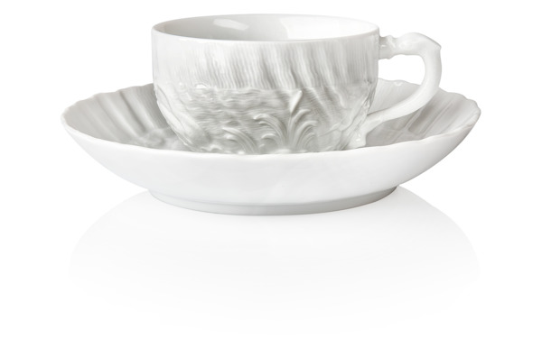 Набор из 2 чашек чайно-кофейных с блюдцами Meissen "Лебединый сервиз" (белый рельеф), 140мл, п/к