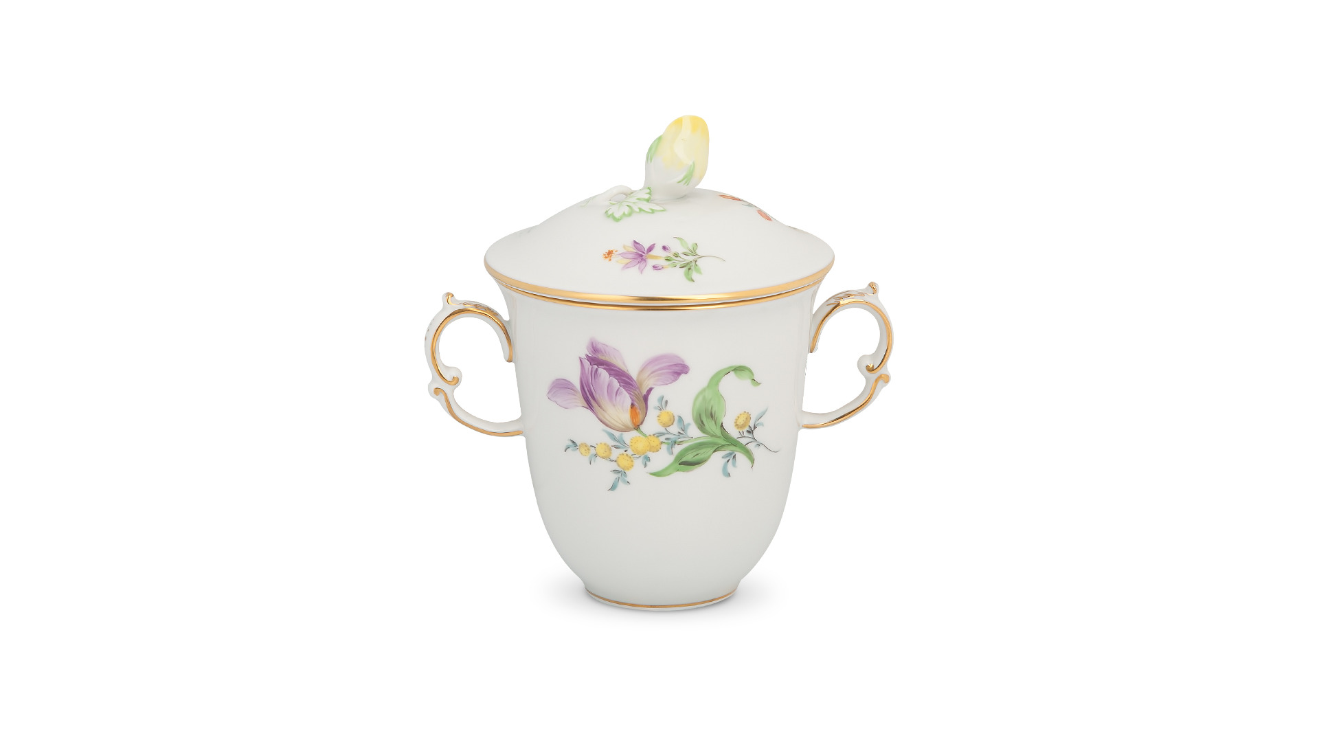 Чашка для травяного чая Meissen Букет из двух цветов, золотая обводка 130 мл, фарфор