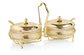 Набор вазочек для варенья с крышкой и ложками Queen Anne 11,5см, 7 предметов, золотистый