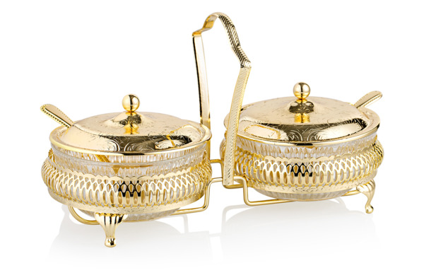 Набор вазочек для варенья с крышкой и ложками Queen Anne 11,5см, 7 предметов, золотой цвет