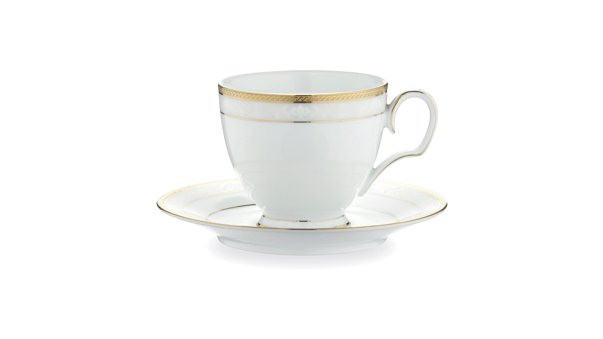 Набор чашек чайных с блюдцами Noritake Хэмпшир, золотой кант 250 мл, 6 шт