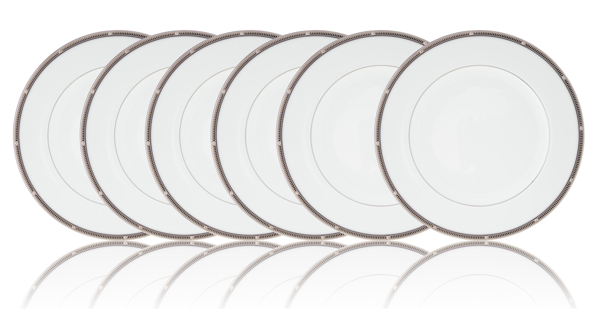 Набор из 6 тарелок закусочных Noritake "Рочель,платиновый кант" 22см