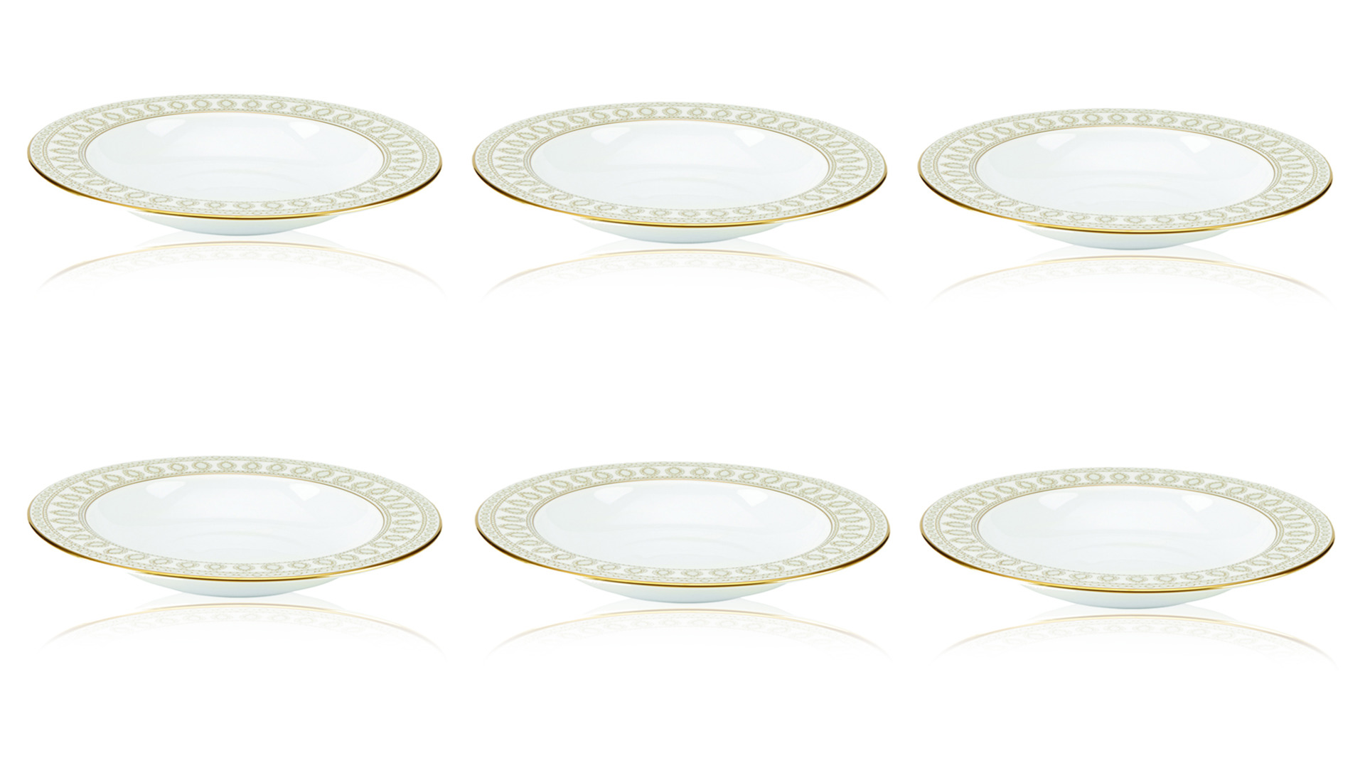 Набор из 6 тарелок суповых Lenox Золотой жемчуг,Маркеса 23 см