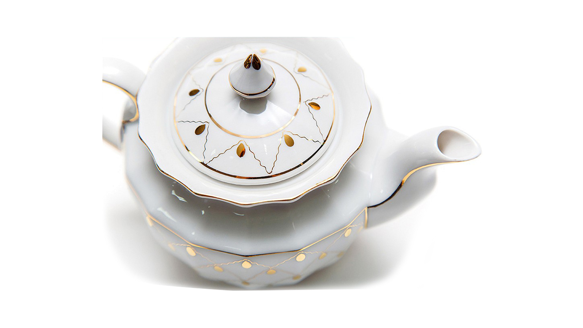 Сервиз чайный Франц Гарднер в Вербилках Золотая вуаль на 6 персон 15 предметов, фарфор твердый