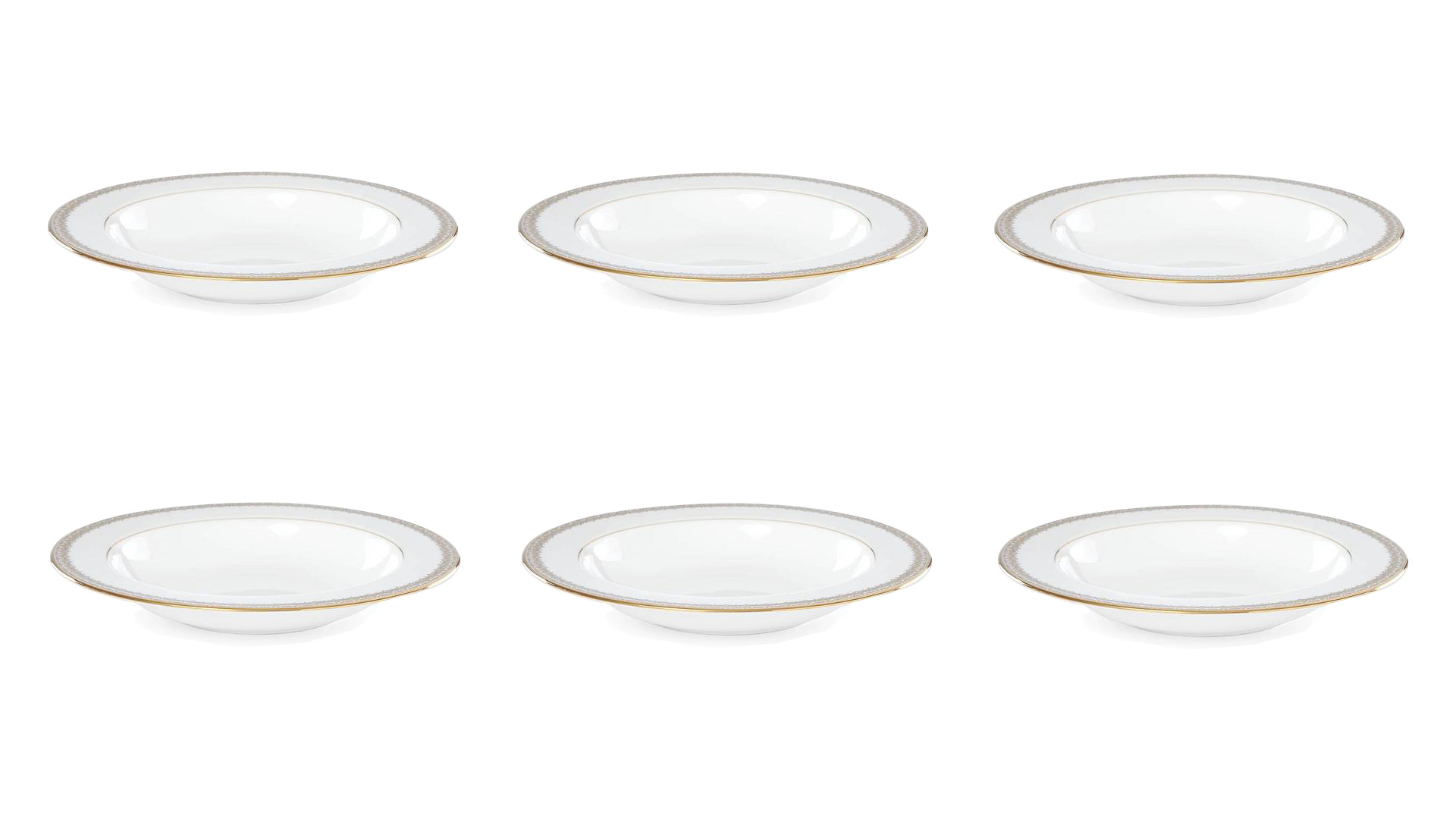 Набор тарелок суповых Lenox Золотые кружева 23 см, фарфор, 6 шт