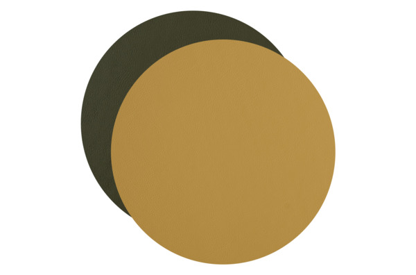 Плейсмат круглый двусторонний ADJ d35 см, кожа натуральная, оливковый