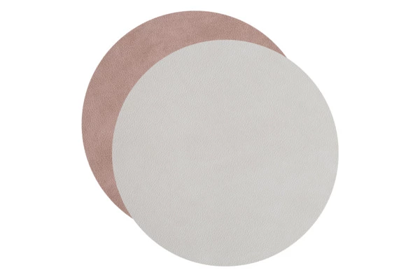 Плейсмат круглый двусторонний ADJ d35 см, кожа натуральная, пепельная роза
