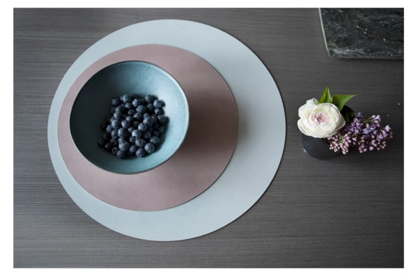 Плейсмат круглый двусторонний ADJ d35 см, кожа натуральная, пепельная роза