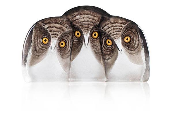 Скульптура Maleras Три совы 18 см, хрусталь