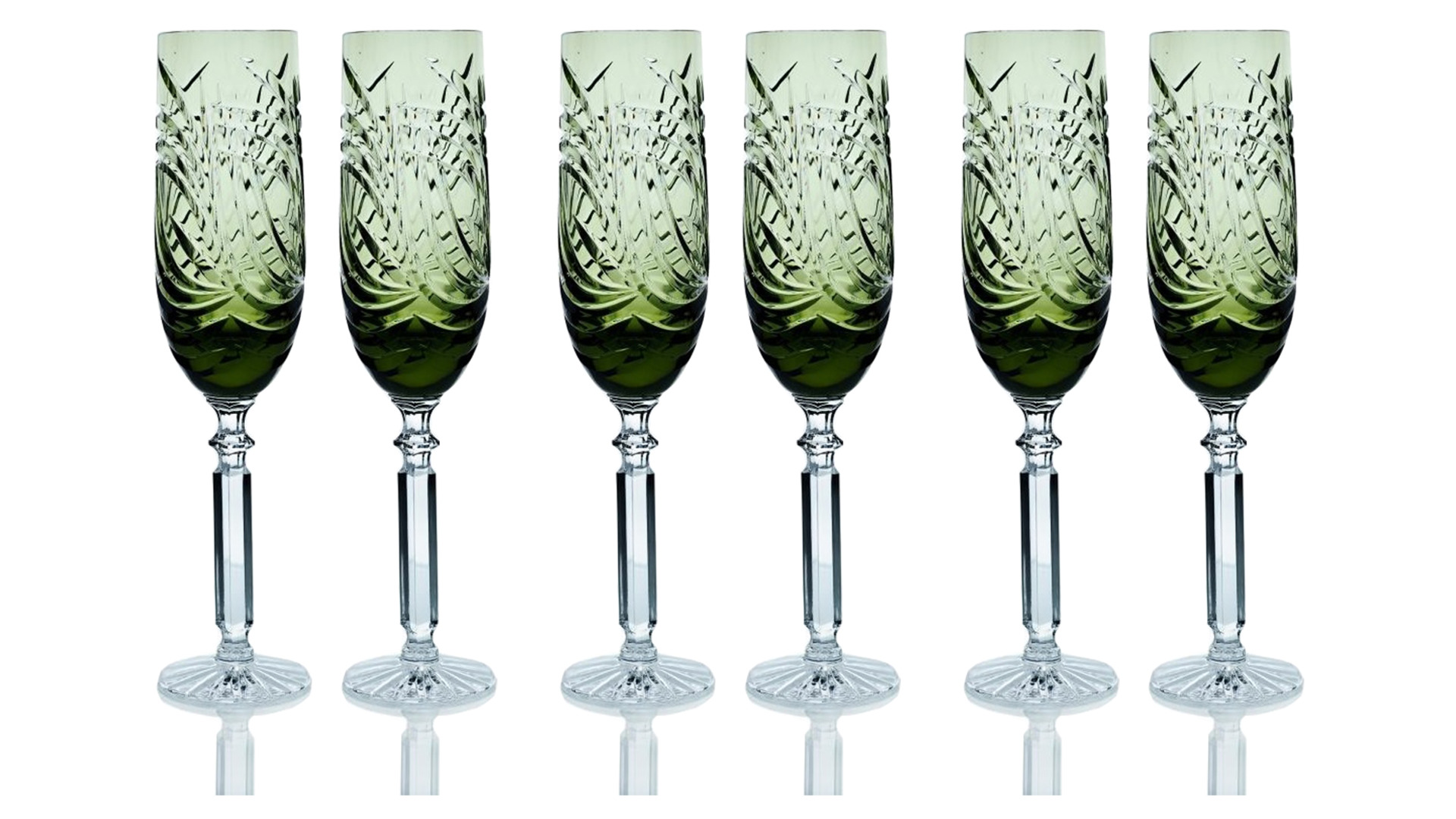 Набор бокалов для шампанского ГХЗ Натали 200 мл, 6 шт, хрусталь, болотный