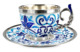 Чашка с блюдцем Русские самоцветы 428,09 г, серебро 925