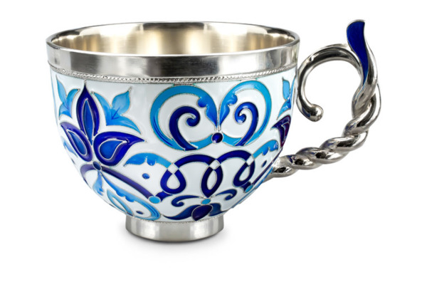 Чашка с блюдцем Русские самоцветы 435,99 г, серебро 925