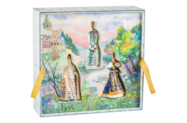 Набор елочных игрушек Верже Снегурочка, 3 шт, фарфор костяной