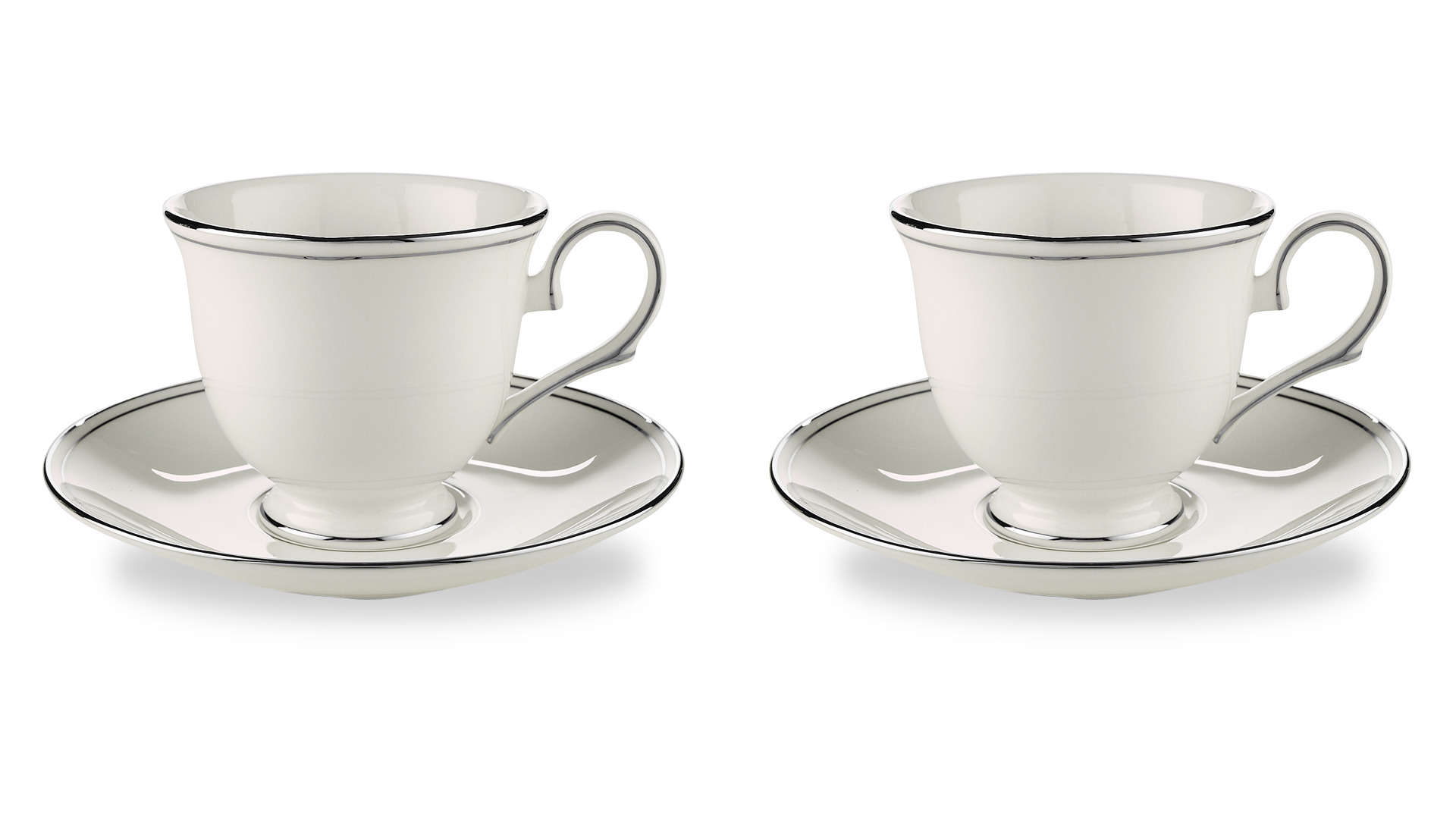 Набор из 2 чашек чайных с блюдцами Lenox Федеральный, платиновый кант 180 мл
