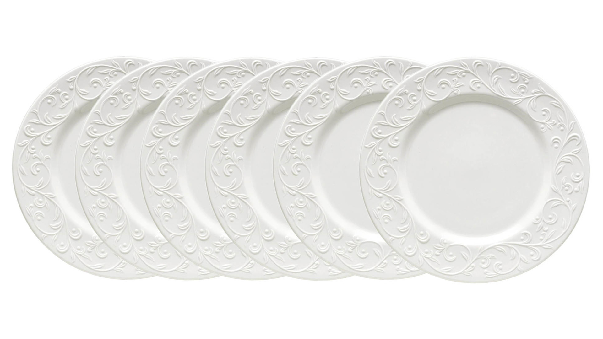 Набор из 6 тарелок обеденных Lenox Чистый опал, рельеф 28,5 см