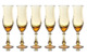 Набор бокалов для шампанского ГХЗ Тюльпан 220 мл, 6 шт, хрусталь, янтарный