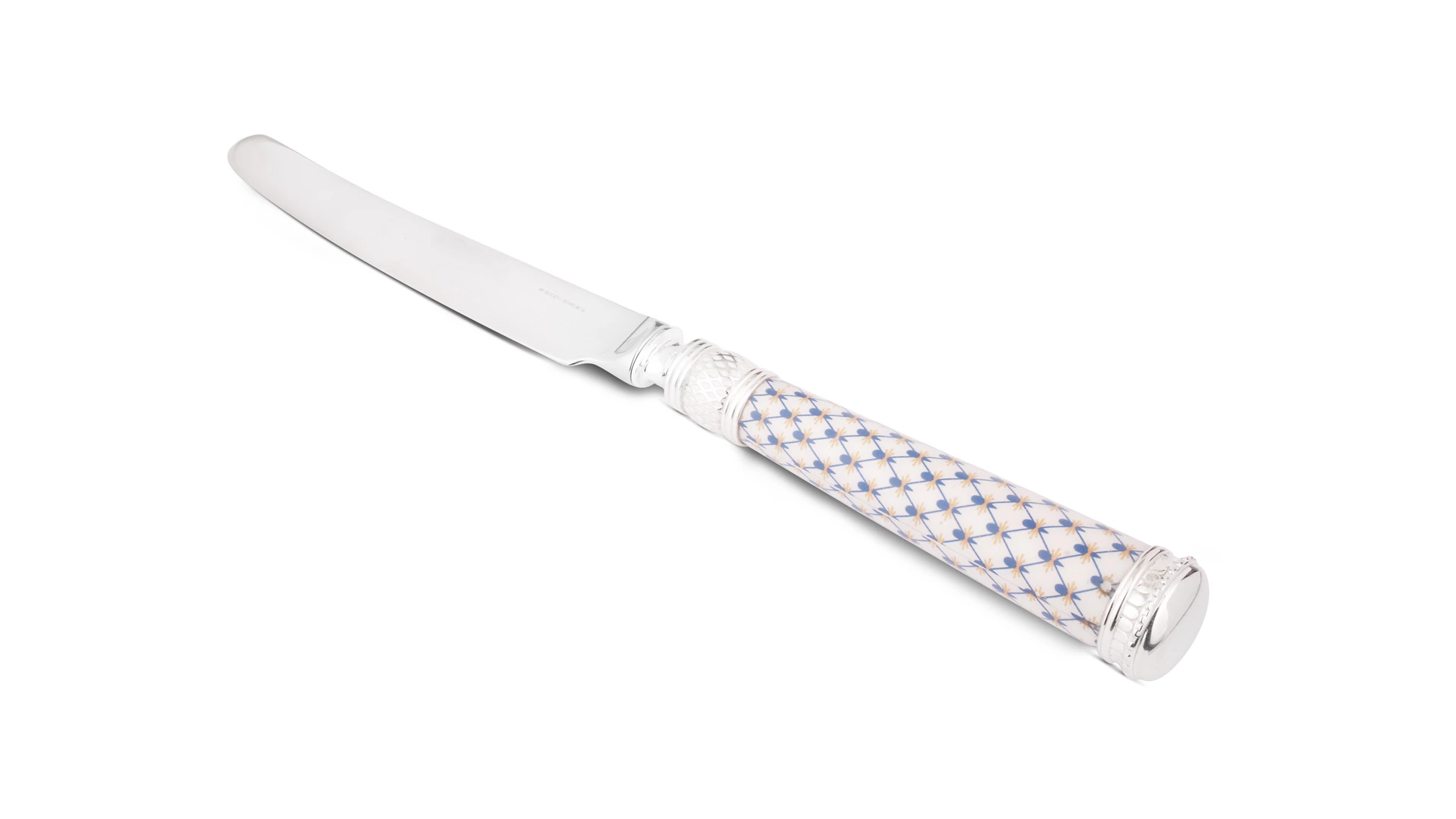 Нож столовый Русские самоцветы 132,52 г, серебро 925