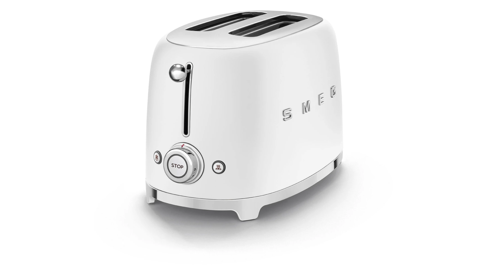 Тостер на 2 ломтика SMEG TSF01WHMEU, 950 Вт, матовый белый
