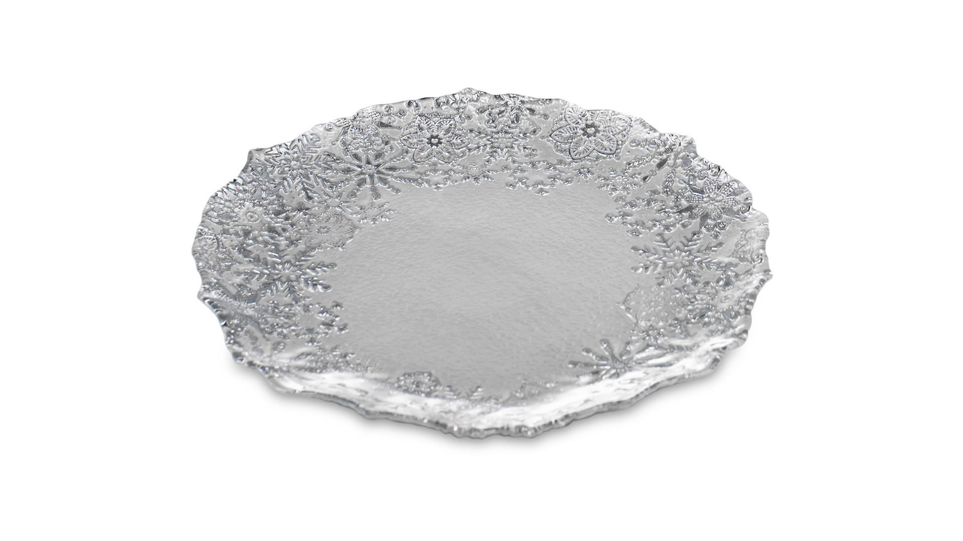 Тарелка десертная Akcam Снежные узоры 21 см, стекло, белый