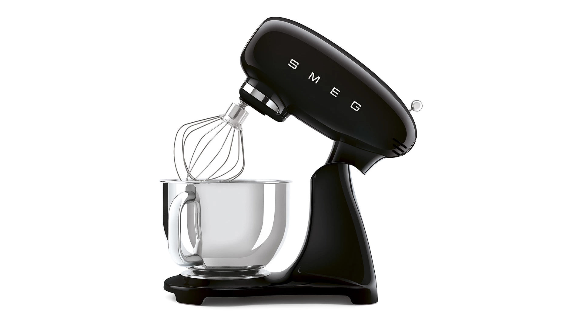 Миксер планетарный SMEG SMF03BLEU, 800 Вт, чаша стальная 4,8л, 3 насадки, алюминий литой, черный