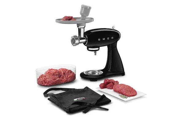 Миксер планетарный SMEG SMF03BLEU, 800 Вт, чаша стальная 4,8л, 3 насадки, алюминий литой, черный