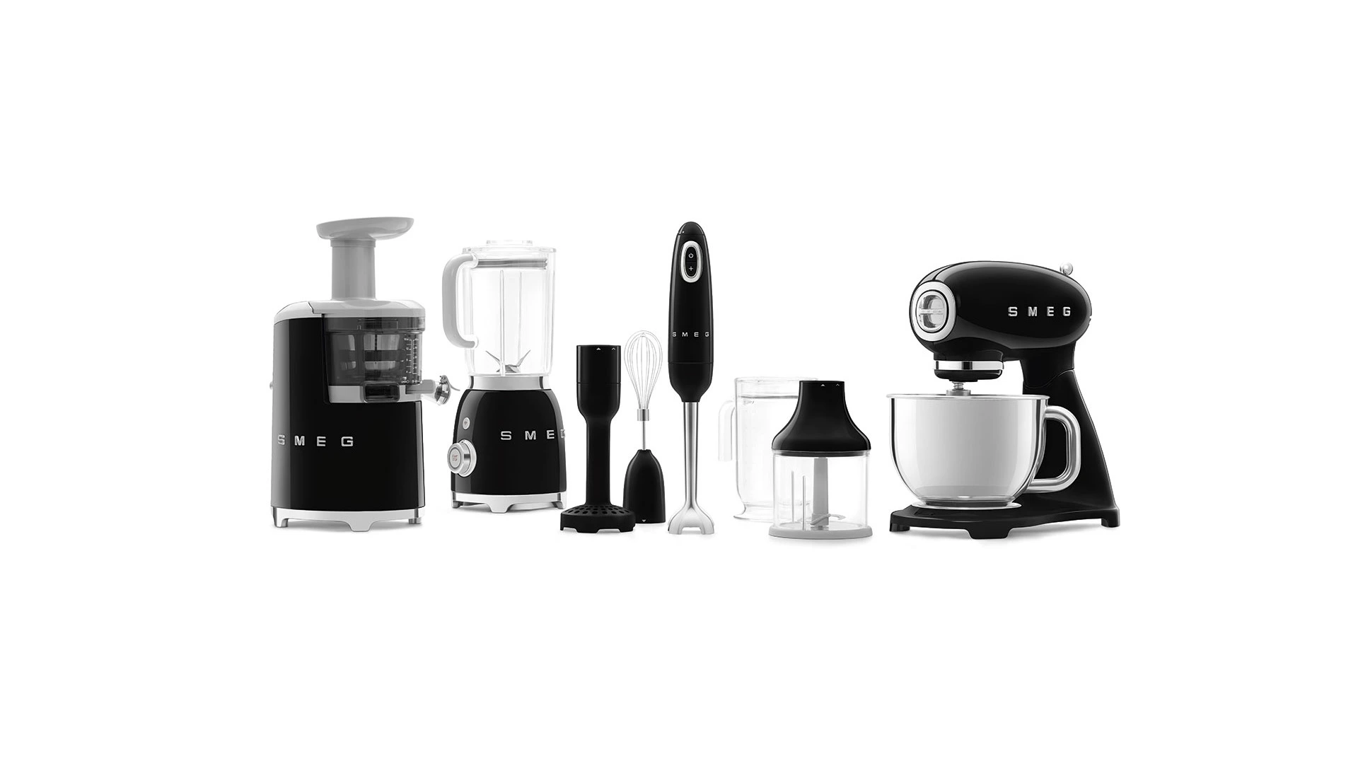 Миксер планетарный SMEG SMF03BLEU, 800 Вт, чаша стальная 4,8л, 3 насадки, алюминий литой, черный